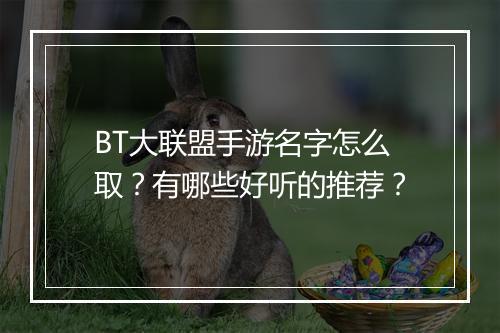 BT大联盟手游名字怎么取？有哪些好听的推荐？