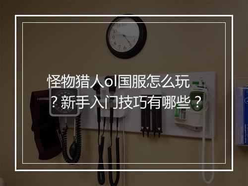 怪物猎人ol国服怎么玩?新手入门技巧有哪些?