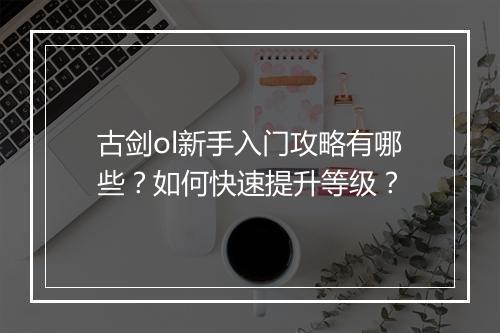 古剑ol新手入门攻略有哪些?如何快速提升等级?