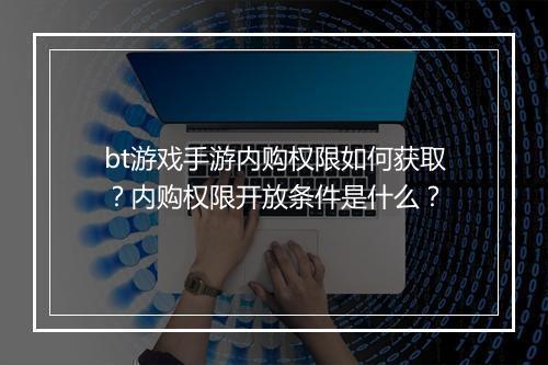 bt游戏手游内购权限如何获取？内购权限开放条件是什么？