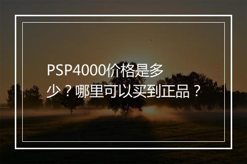 PSP4000价格是多少？哪里可以买到正品？