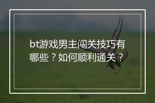 bt游戏男主闯关技巧有哪些？如何顺利通关？
