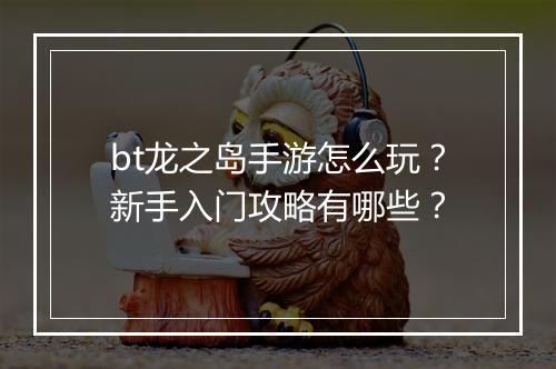 bt龙之岛手游怎么玩？新手入门攻略有哪些？