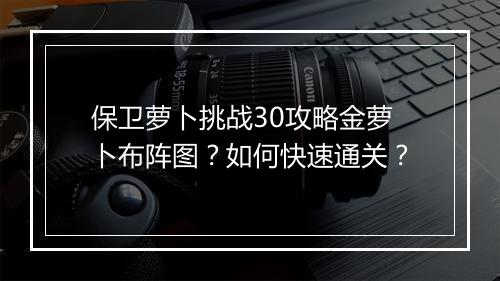 保卫萝卜挑战30攻略金萝卜布阵图？如何快速通关？