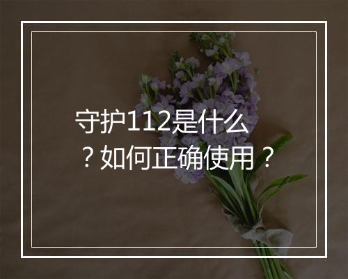 守护112是什么？如何正确使用？