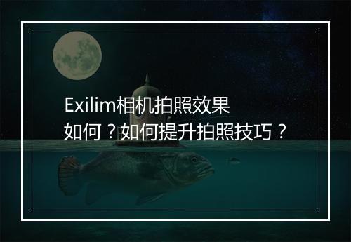 Exilim相机拍照效果如何？如何提升拍照技巧？