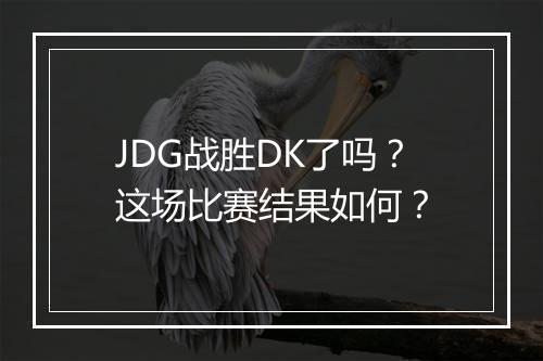 JDG战胜DK了吗？这场比赛结果如何？
