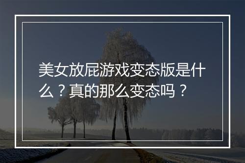 美女放屁游戏变态版是什么?真的那么变态吗?