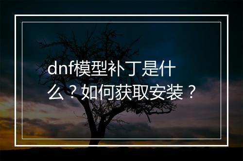 dnf模型补丁是什么？如何获取安装？