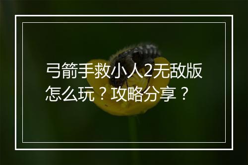 弓箭手救小人2无敌版怎么玩？攻略分享？