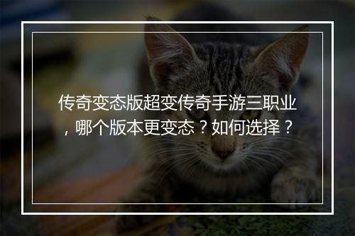 传奇变态版超变传奇手游三职业,哪个版本更变态?如何选择?