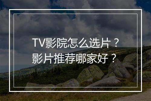 TV影院怎么选片？影片推荐哪家好？