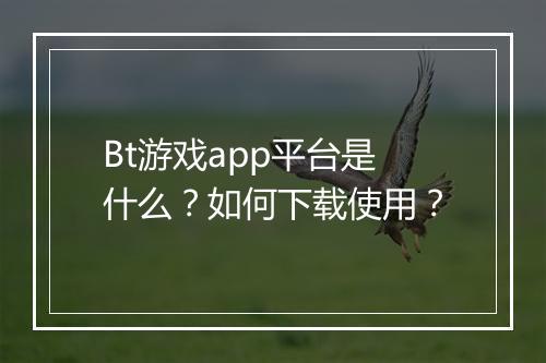 Bt游戏app平台是什么？如何下载使用？