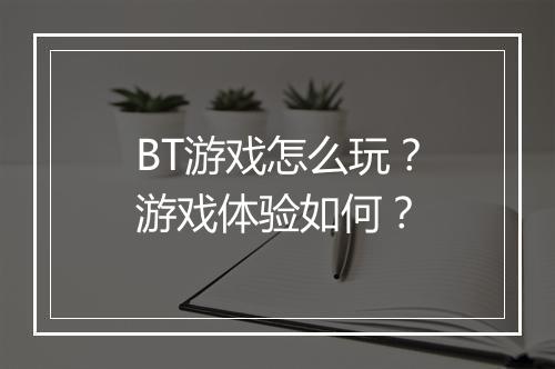 BT游戏怎么玩？游戏体验如何？