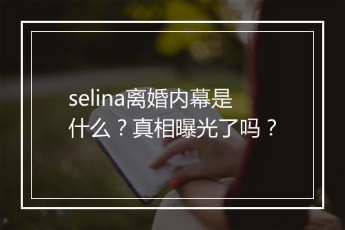 selina离婚内幕是什么？真相曝光了吗？