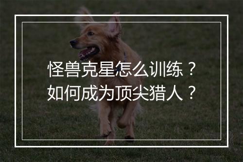 怪兽克星怎么训练？如何成为顶尖猎人？