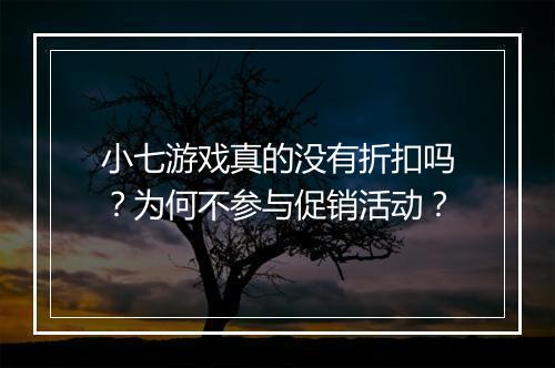 小七游戏真的没有折扣吗?为何不参与促销活动?