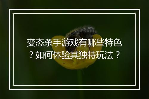 变态杀手游戏有哪些特色?如何体验其独特玩法?
