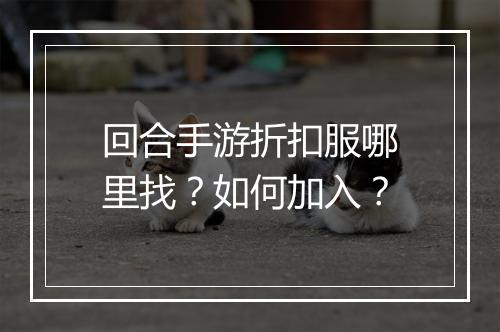 回合手游折扣服哪里找?如何加入?