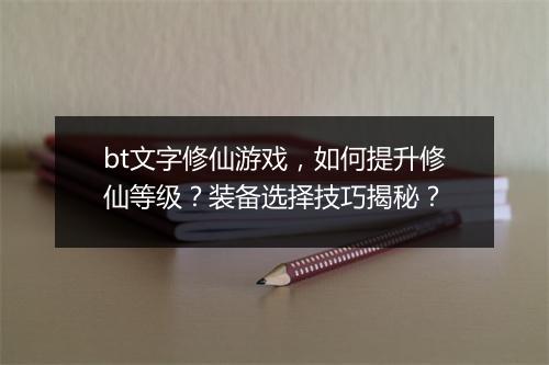 bt文字修仙游戏，如何提升修仙等级？装备选择技巧揭秘？
