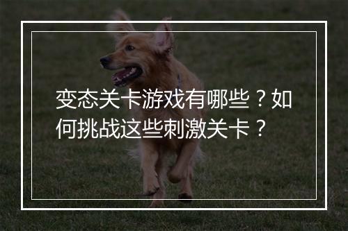 变态关卡游戏有哪些？如何挑战这些刺激关卡？