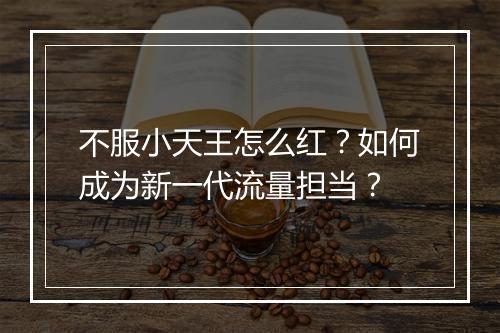 不服小天王怎么红？如何成为新一代流量担当？