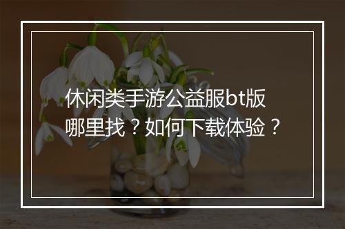 休闲类手游公益服bt版哪里找?如何下载体验?
