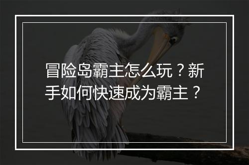 冒险岛霸主怎么玩？新手如何快速成为霸主？