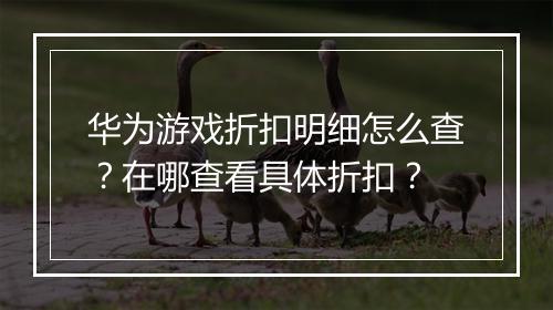 华为游戏折扣明细怎么查？在哪查看具体折扣？