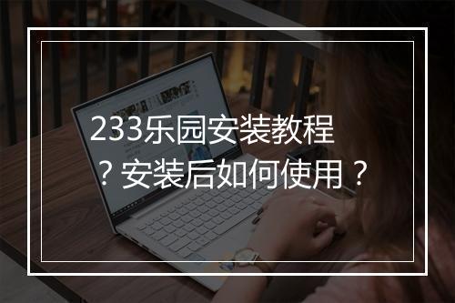 233乐园安装教程？安装后如何使用？