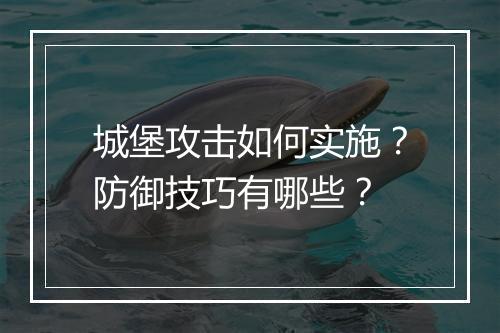 城堡攻击如何实施?防御技巧有哪些?