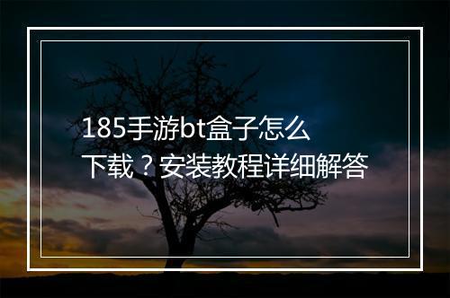 185手游bt盒子怎么下载？安装教程详细解答