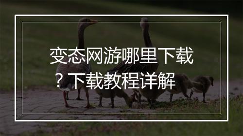 变态网游哪里下载？下载教程详解