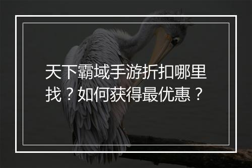 天下霸域手游折扣哪里找?如何获得最优惠?