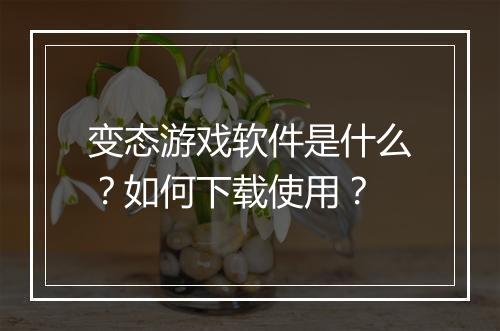 变态游戏软件是什么?如何下载使用?