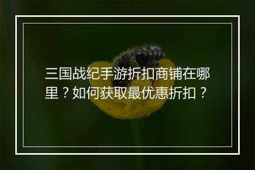 三国战纪手游折扣商铺在哪里?如何获取最优惠折扣?
