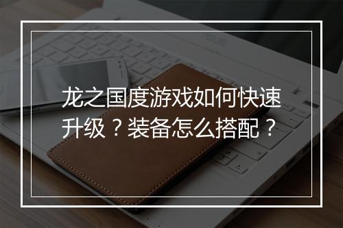 龙之国度游戏如何快速升级?装备怎么搭配?