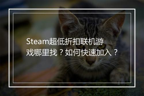 Steam超低折扣联机游戏哪里找?如何快速加入?