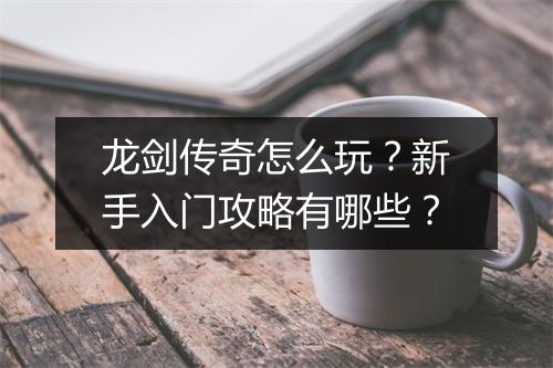 龙剑传奇怎么玩?新手入门攻略有哪些?