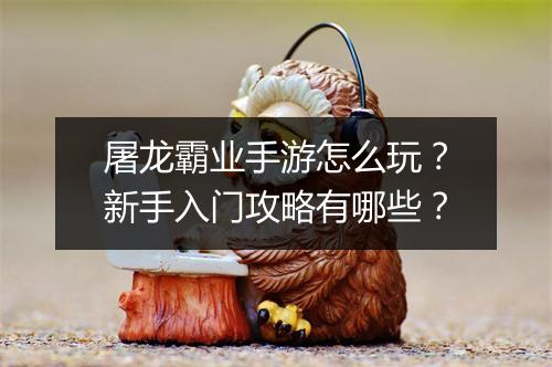 屠龙霸业手游怎么玩?新手入门攻略有哪些?