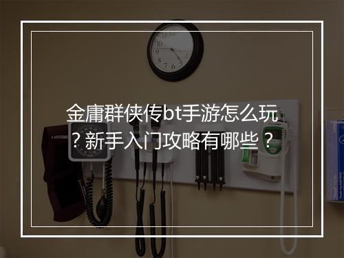 金庸群侠传bt手游怎么玩?新手入门攻略有哪些?