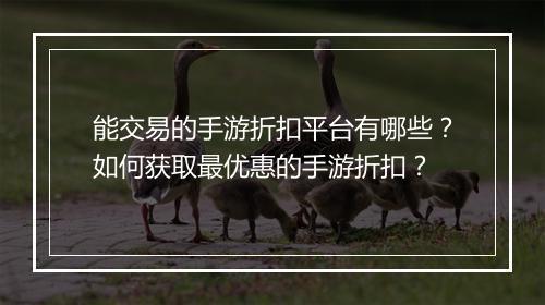 能交易的手游折扣平台有哪些?如何获取最优惠的手游折扣?