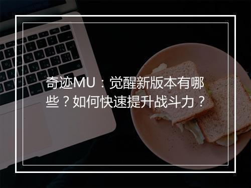 奇迹MU：觉醒新版本有哪些？如何快速提升战斗力？