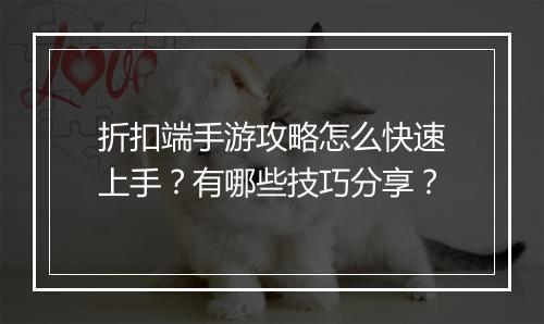 折扣端手游攻略怎么快速上手？有哪些技巧分享？