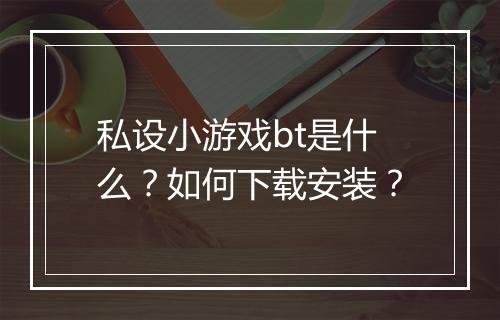 私设小游戏bt是什么?如何下载安装?