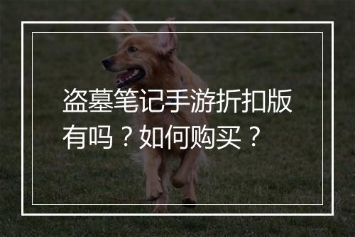 盗墓笔记手游折扣版有吗？如何购买？