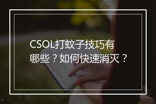 CSOL打蚊子技巧有哪些?如何快速消灭?