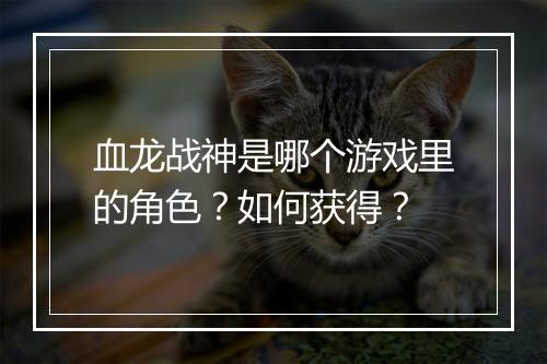 血龙战神是哪个游戏里的角色？如何获得？