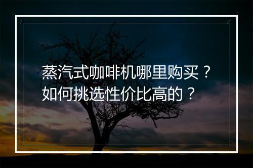 蒸汽式咖啡机哪里购买？如何挑选性价比高的？
