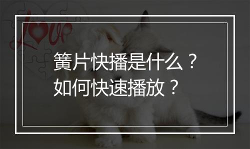 簧片快播是什么？如何快速播放？